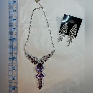 Rhinestone Amethyst Necklace and earrings